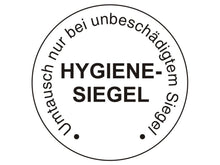 Lade das Bild in den Galerie-Viewer, Hygienesiegel von Derma Sleep in der Mitte, umrandet mit &#39;Umtausch nur bei unbeschädigtem Siegel&#39;, um jedem Kunden ein sauberes Kissen zu garantieren.
